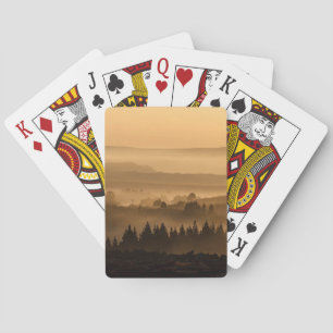 Sunrise Over Misty Rolling Hills Landscape Playing Cards