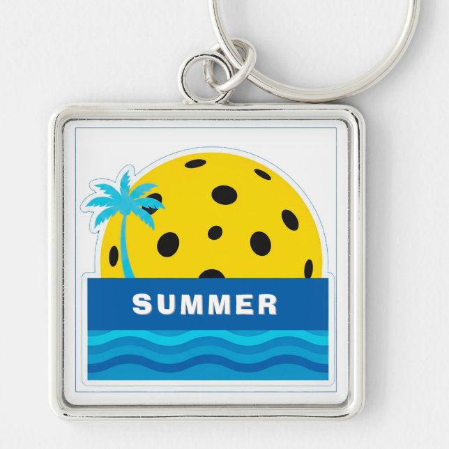 Sunrise Over Ocean Waves Emblem Key Ring (Front)