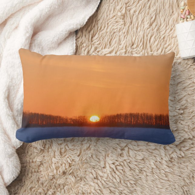 Sunrise Over Prairie | Manitoba, Canada Lumbar Cushion (Blanket)