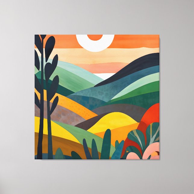 Sunrise Over Rolling Hills Canvas Print (Front)