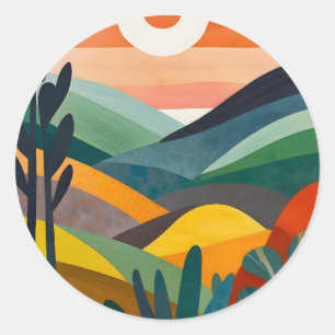 Sunrise Over Rolling Hills Classic Round Sticker
