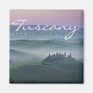 Sunrise over San Quirico d'Orcia text magnet