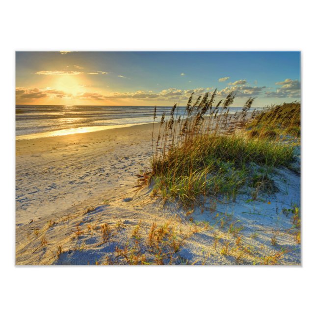 Sunrise Over Sand Dunes and Ocean Photo Print (Front)