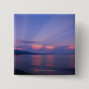 Sunrise over sea 15 cm square badge