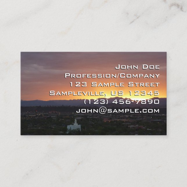 Sunrise over St. George Utah Landscape Business Card (Front)