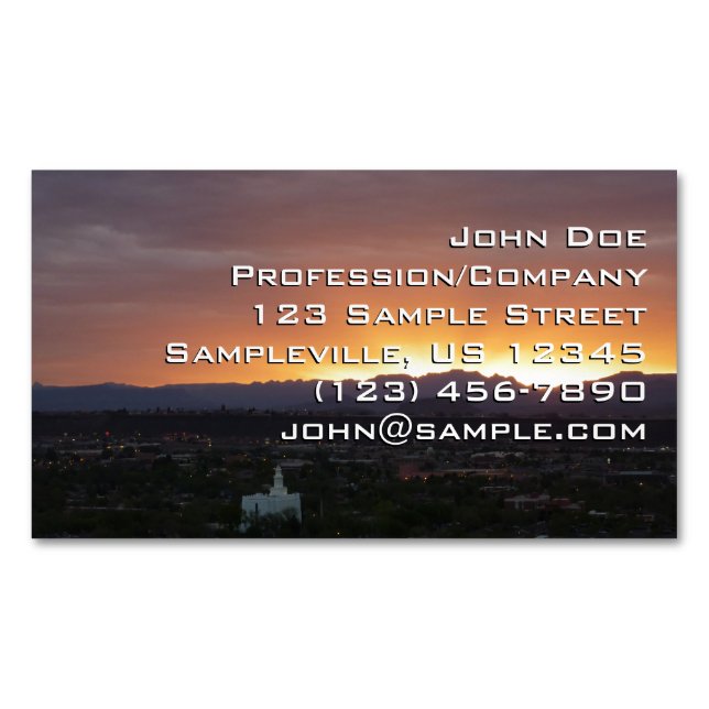 Sunrise over St. George Utah Landscape Magnetic Business Card (Front)