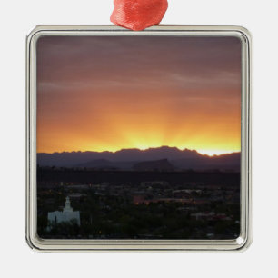 Sunrise over St. George Utah Landscape Metal Tree Decoration