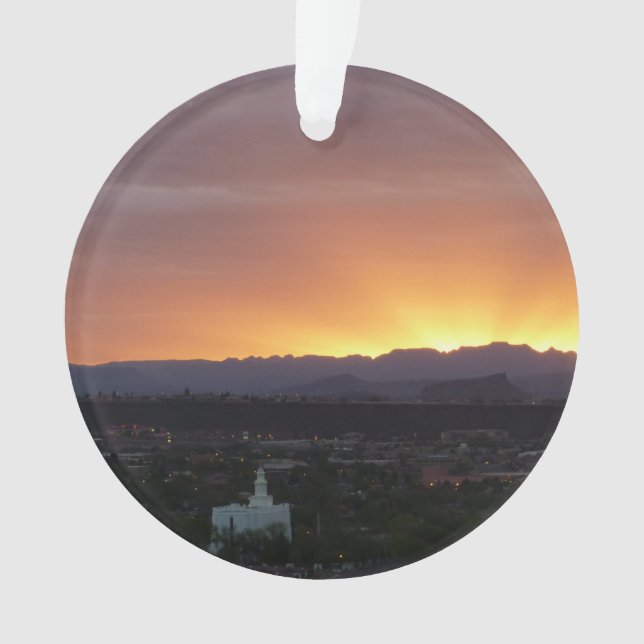 Sunrise over St. George Utah Landscape Ornament (Front)