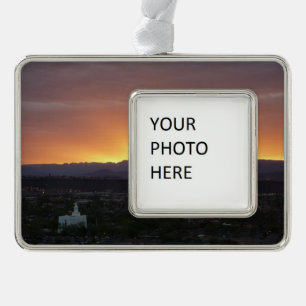 Sunrise over St. George Utah Landscape Silver Plated Framed Ornament