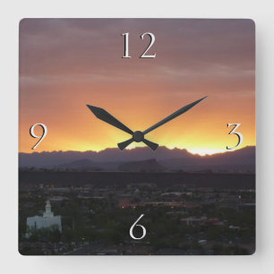 Sunrise over St. George Utah Landscape Square Wall Clock