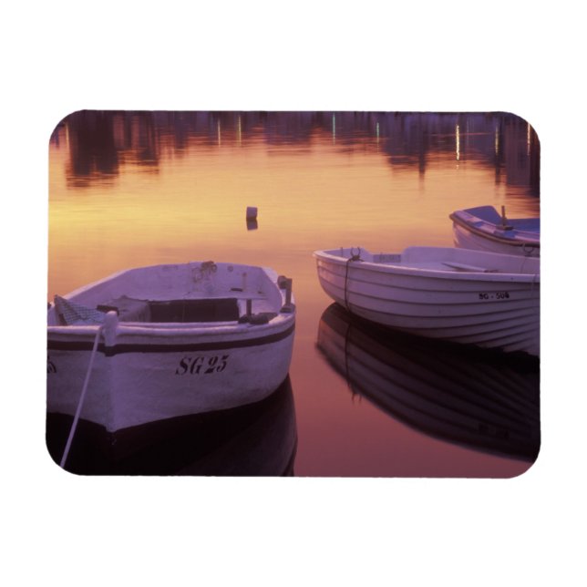 Sunrise over Stari Grad harbour with fishing Magnet (Horizontal)