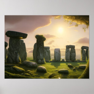 Sunrise Over Stonehenge Digital Art Poster