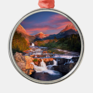 Sunrise over Swiftcurrent Creek Metal Tree Decoration