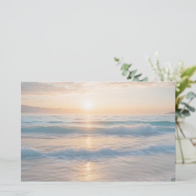 Sunrise Over The Beach Stationery (Standing Front)