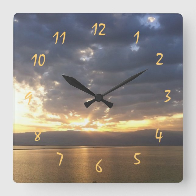 Sunrise over the dead sea Israel Square Wall Clock (Front)