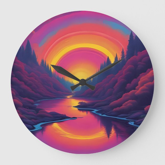 Sunrise Over The Lake Large Clock (Front)
