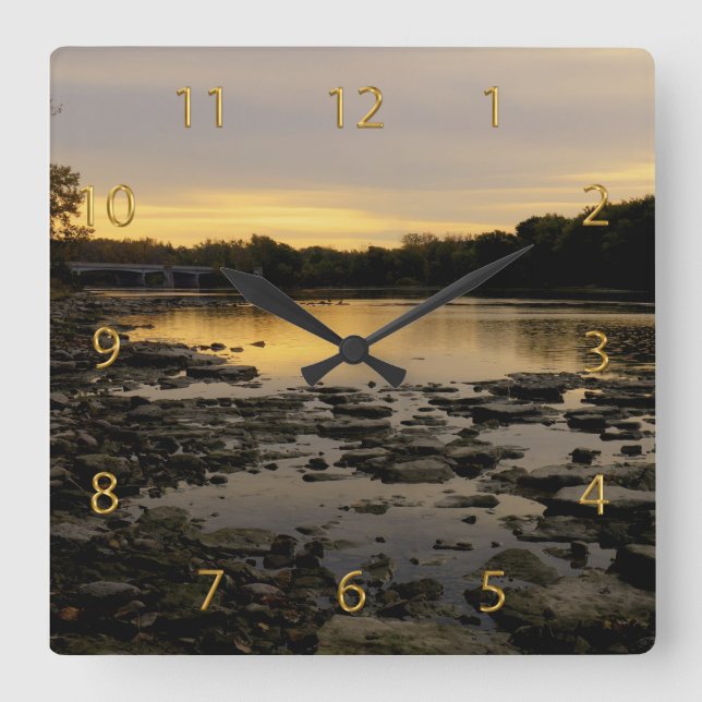 Sunrise over the Maumme river Square Wall Clock (Front)