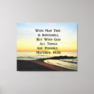SUNRISE OVER THE OCEAN MATTHEW 19:26 CANVAS PRINT