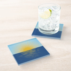 Sunrise over the Ocean New Beginnings Glass Coaster