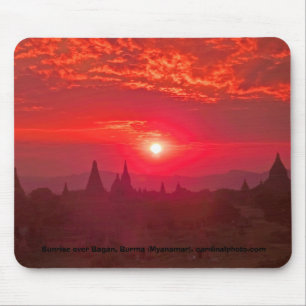 Sunrise over the Plain of Temples in Bagan, Burma Mouse Mat