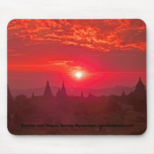 Sunrise over the Plain of Temples in Bagan, Burma Mouse Mat (Front)
