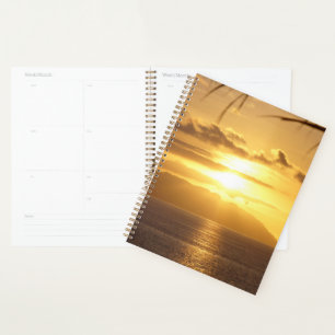Sunrise Over Tropical Island Beach Custom Planner
