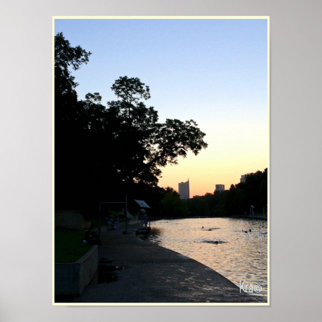 "Sunrise Over Water" Barton Springs Austin Poster (Front)