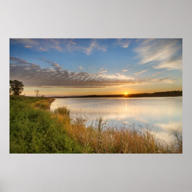 Sunrise Over Wetlands At Arrowwood National Poster (Front)