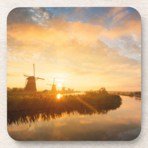 Sunrise over windmills and a river in Holland Coaster