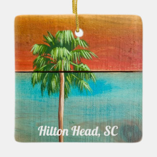 Sunrise Palm Tree Hilton Head, SC  Ceramic Ornament
