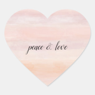 Sunrise Peach Blush Pink Tie Dye Watercolor Ombre Heart Sticker