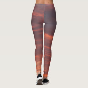 Sunrise Pink Clouds Sky Colors Photo Leggings, M Leggings