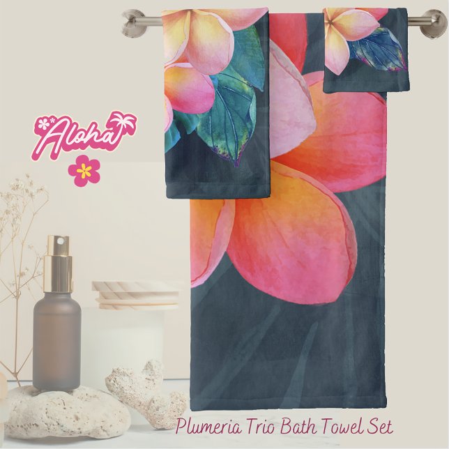 Sunrise Plumeria Bath Towel Set (Creator Uploaded)