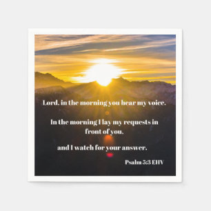 Sunrise Psalm 5:3 Bible Verse Napkin