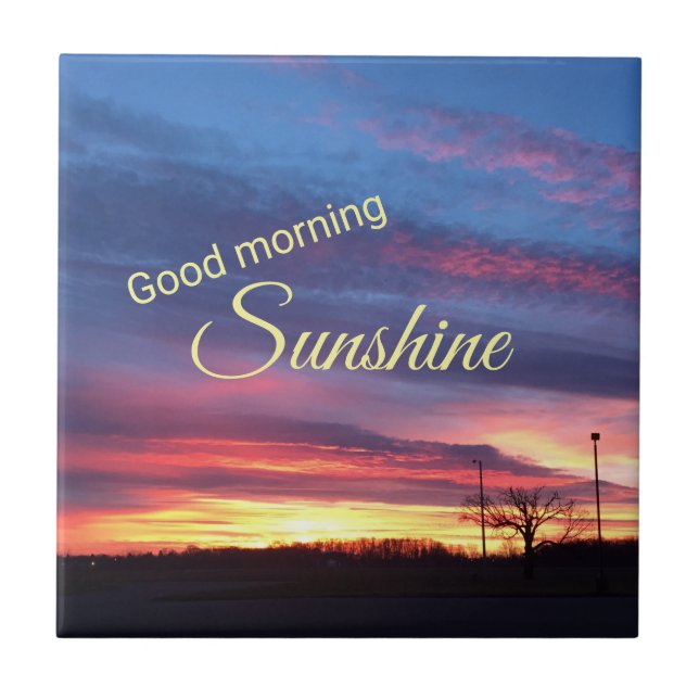 Sunrise Purple Sky Photo Good Morning  Tile (Front)