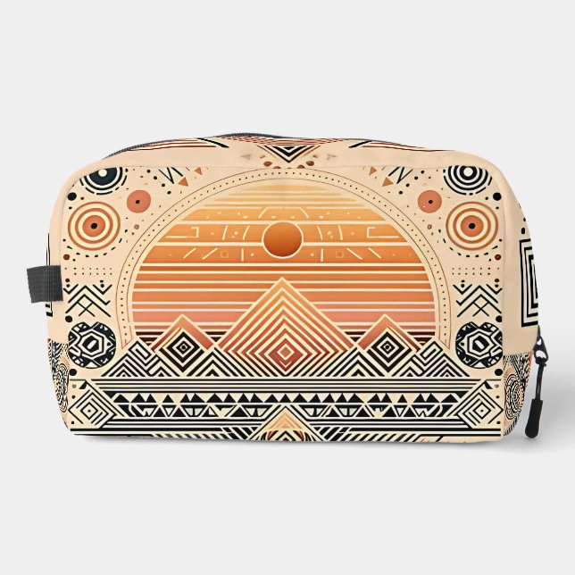 Sunrise Pyramid Tribal Geometric  Dopp Kit (Front)