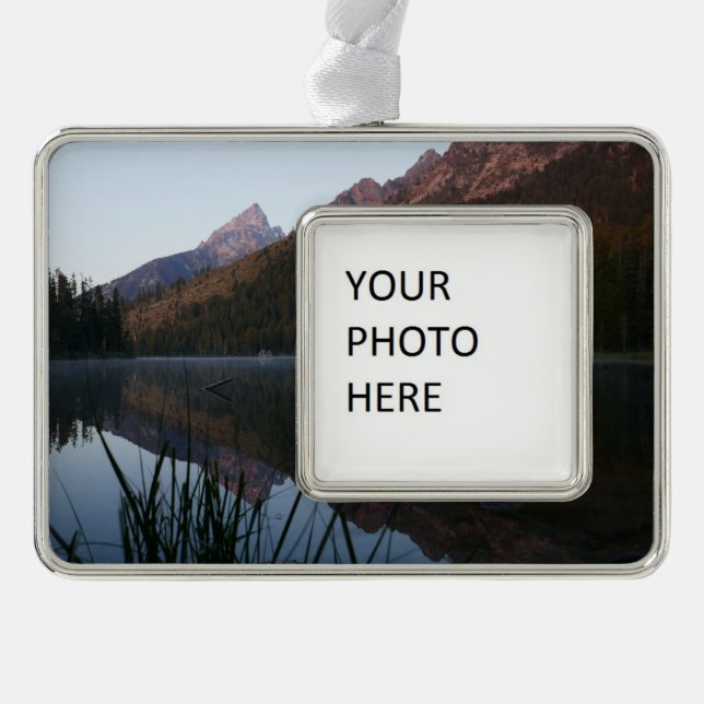 Sunrise Reflection at String Lake I Silver Plated Framed Ornament (Front)