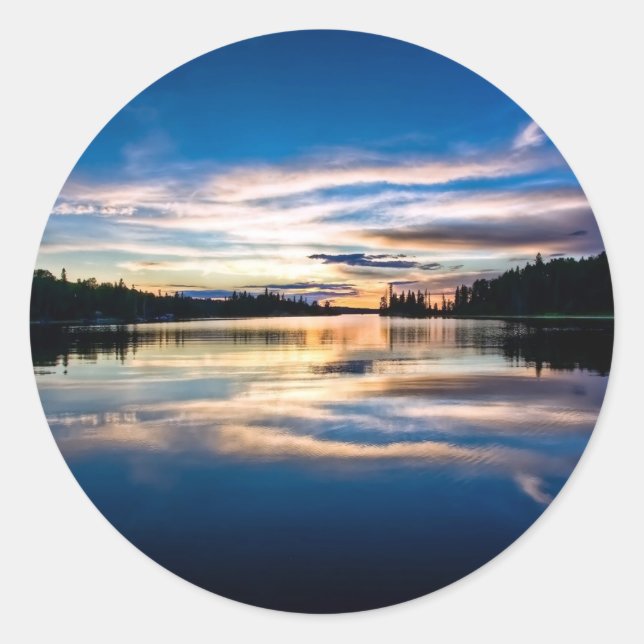 Sunrise River Reflections Classic Round Sticker (Front)