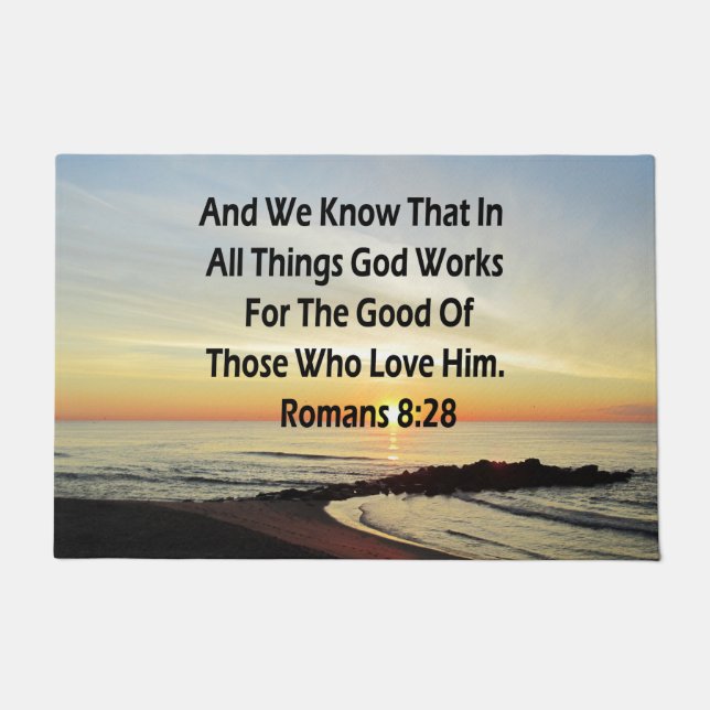 SUNRISE ROMANS 8:28 SCRIPTURE VERSE DOORMAT (Front)