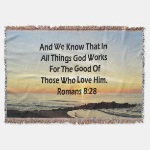SUNRISE ROMANS 8:28 SCRIPTURE VERSE THROW BLANKET