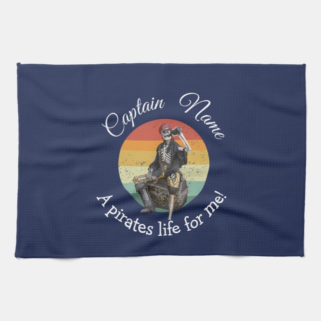Sunrise Rum Skeleton Priate Party   Tea Towel (Horizontal)