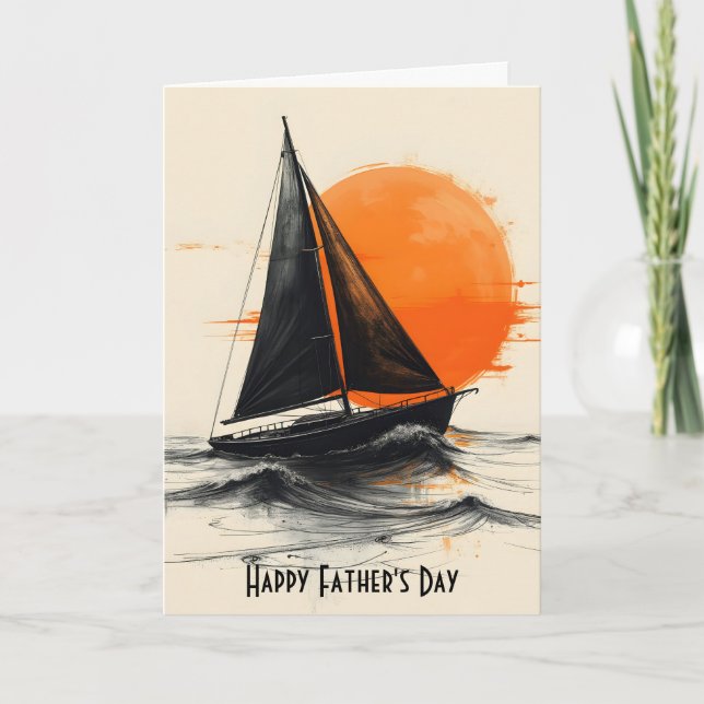 Sunrise Sailboat Silhouette Father's Day Card (Front)