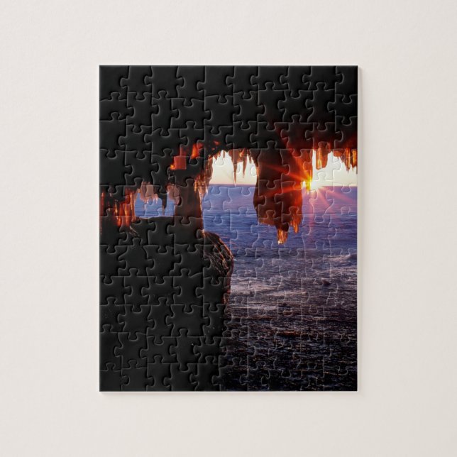 Sunrise Sea Caves Apostle Islands Wisconsin Jigsaw Puzzle (Vertical)