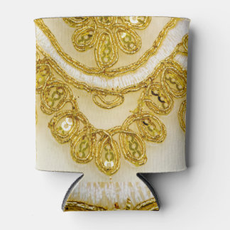 Sunrise Sequins: Golden Lace Elegance Can Cooler