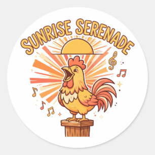 Sunrise Serenade Funny Chicken Sticker