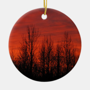 Sunrise Silhouette Ceramic Tree Decoration