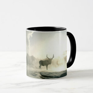 Sunrise Silhouette of Elk at Castle Geyser Mug