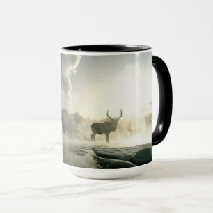 Sunrise Silhouette of Elk at Castle Geyser Mug