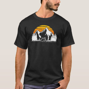 Sunrise Solo Camping Silhouette Tent And Campfire T-Shirt