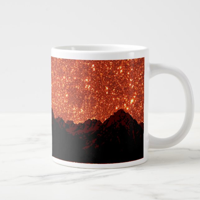 Sunrise sparkle, natural glitter frost mountains large coffee mug (Right)